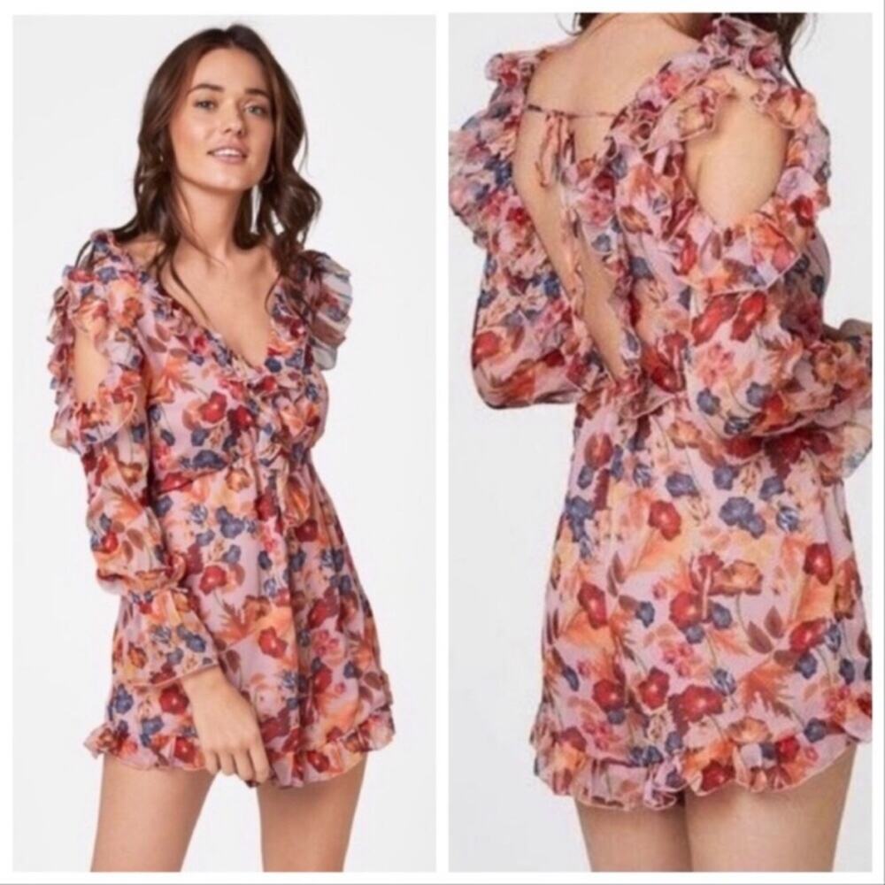 Few Moda Cold-Shoulder Ruffled Romper - Picture 2 of 8